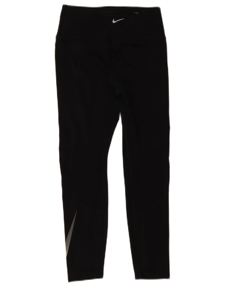 Nike Dame Dri Fit Grafiske Leggings UK 10 Small Black Polyester