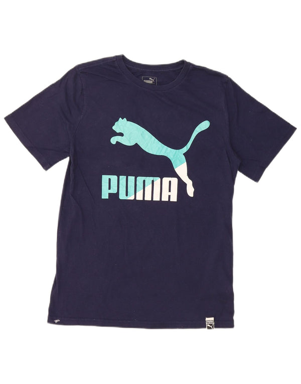 PUMA drenge grafisk t-shirt top 14-15 år stor marineblå bomuld