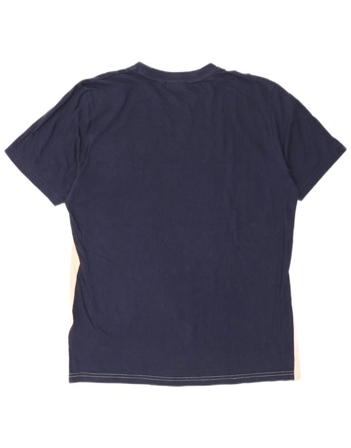 Fila Herre T-Shirt Top Lille Marineblå Colourblock Bomuld