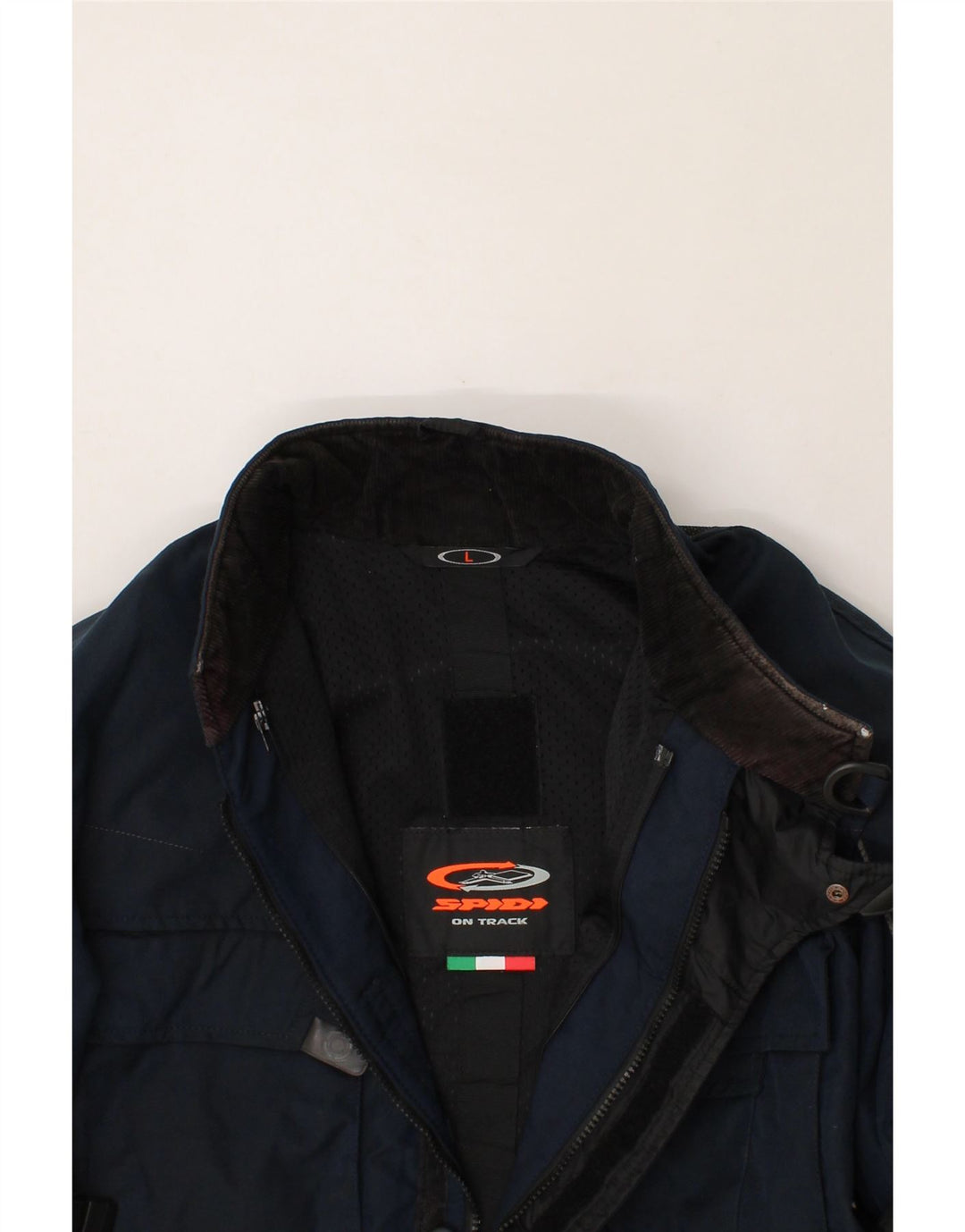 SPIDI Mens Motorcycle Racer Jacket UK 40 Large Navy Blue Polyamide Vintage Spidi and Second-Hand Spidi from Messina Hembry 