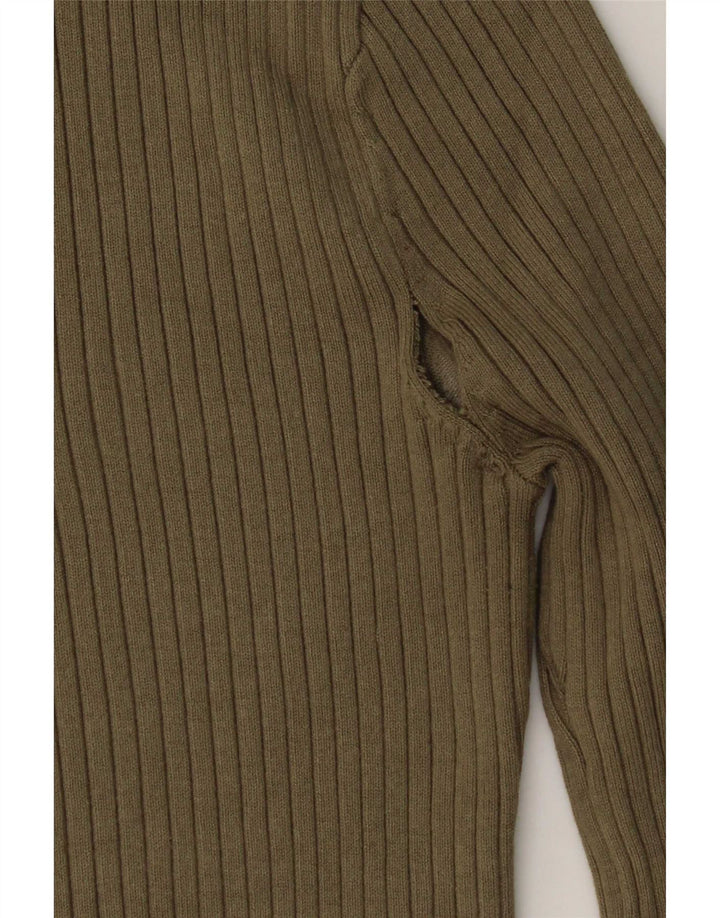 Zara Dametop Langærmet UK 12 Medium Khaki Viscose