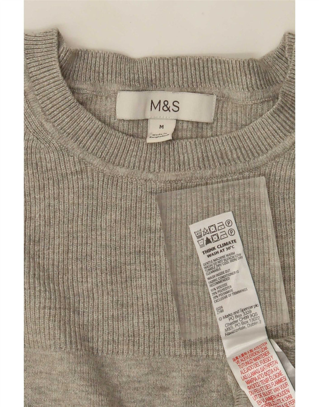 Marks & Spencer Dametop Langærmet UK 12 Medium Grey Viscose