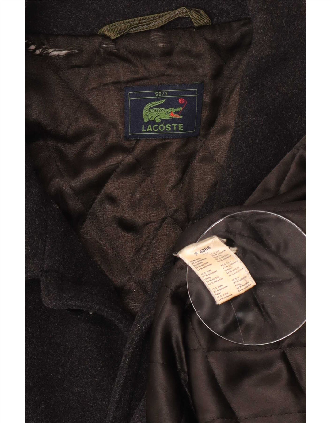 Lacoste Herre Overfrakke IT 50 Stor Sort Uld