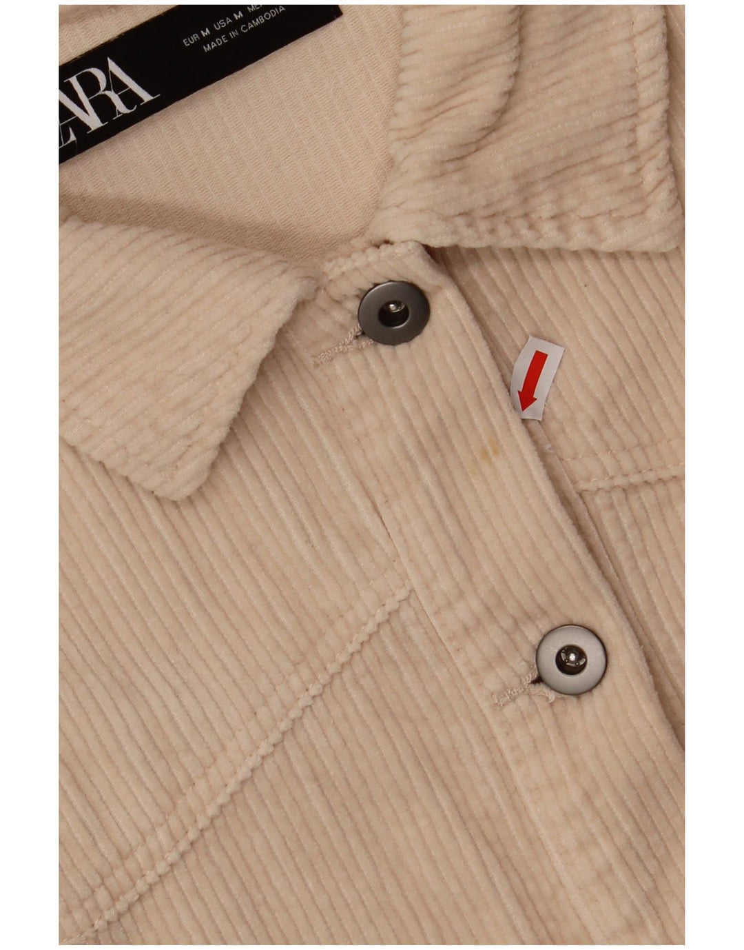 ZARA Dame Oversized Corduroy Shirt UK 14 Medium Off White Bomuld