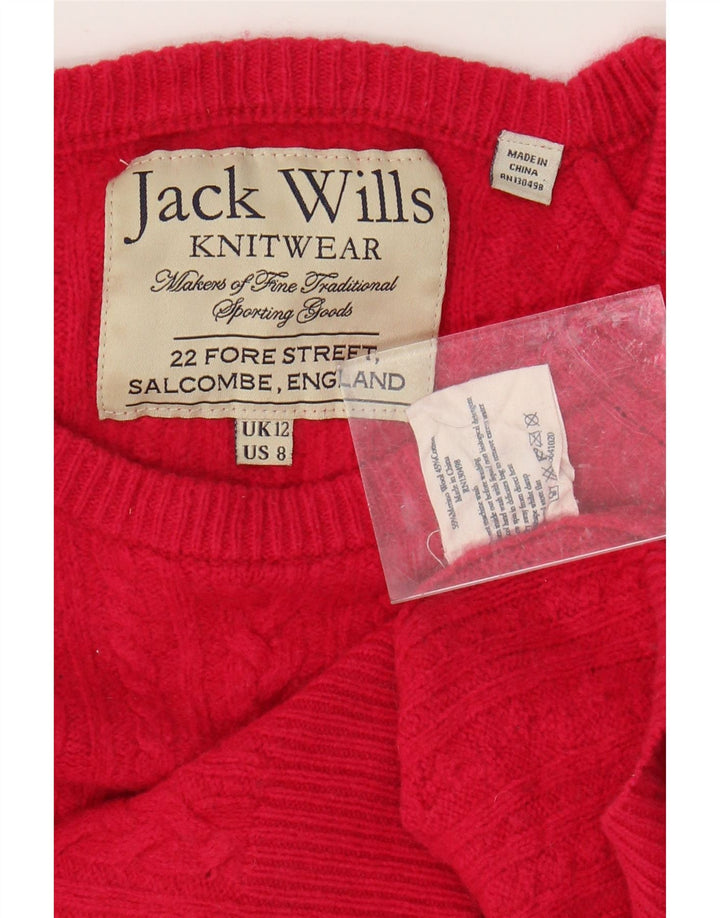 JACK WILLS Dame Crop Boat Neck Jumper Sweater UK 12 Medium Pink