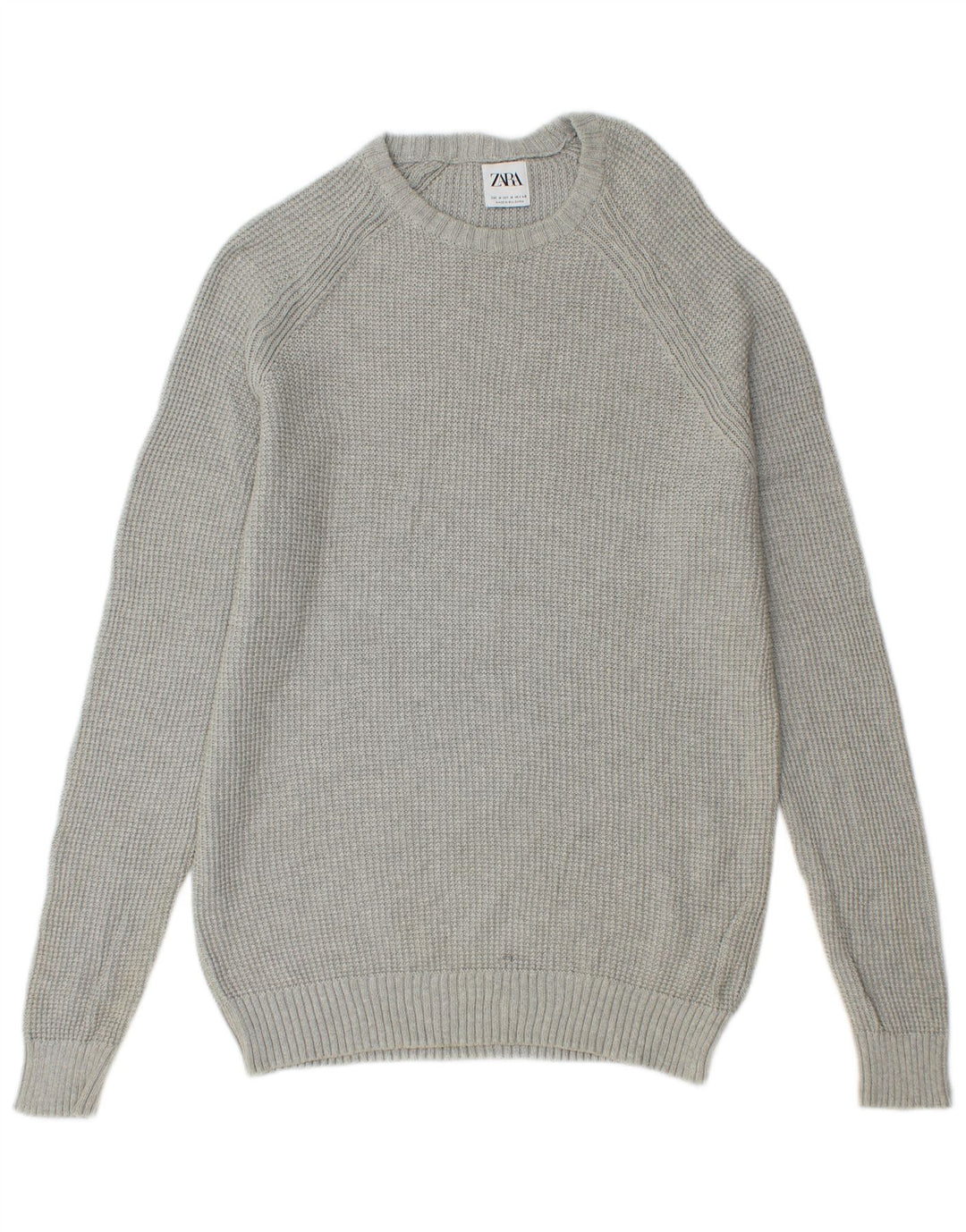 Zara Herre sweater med rund hals, mellemgrå bomuld