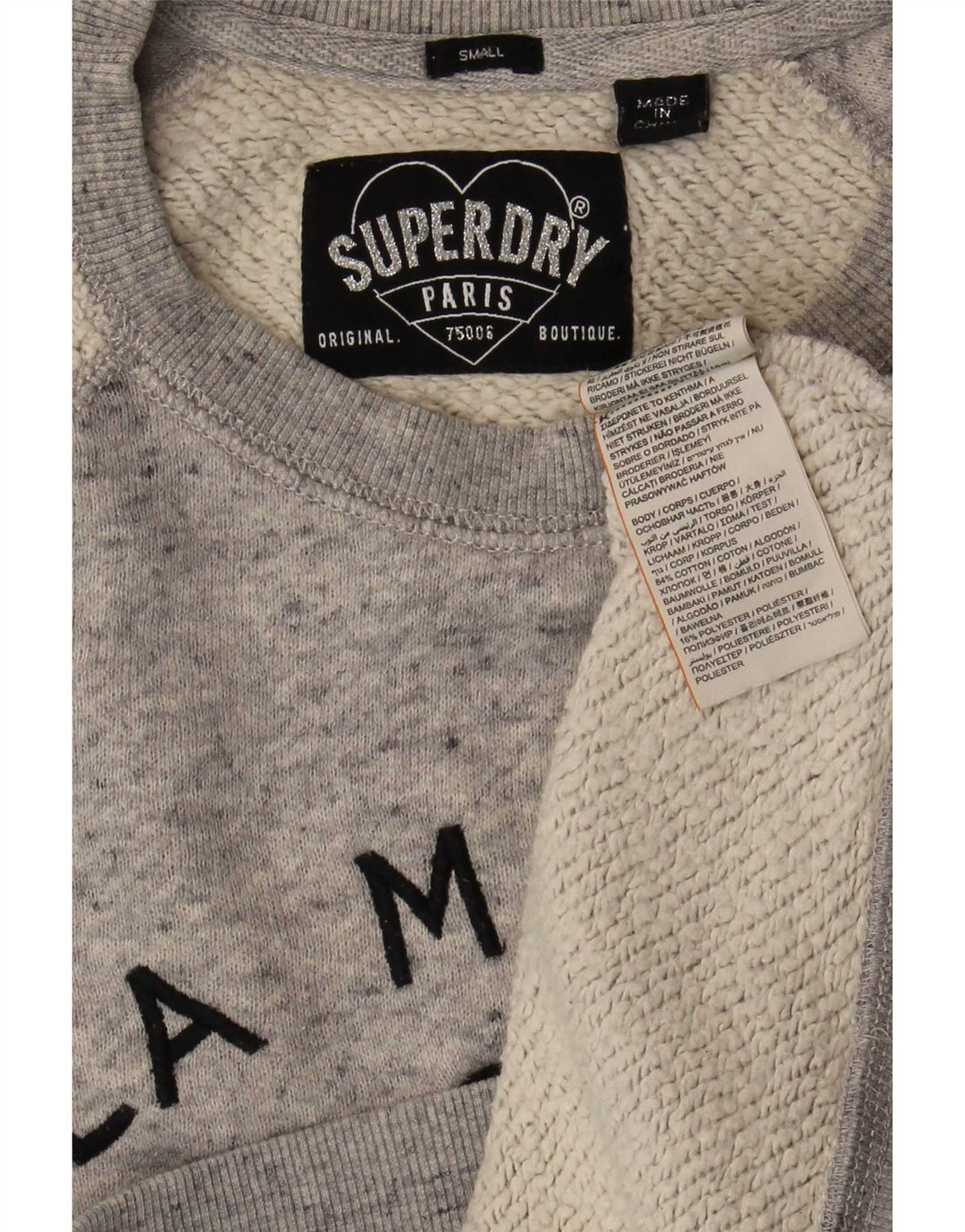 Superdry Graphic Sweatshirt Jumper UK 10 Small Grey Colourblock