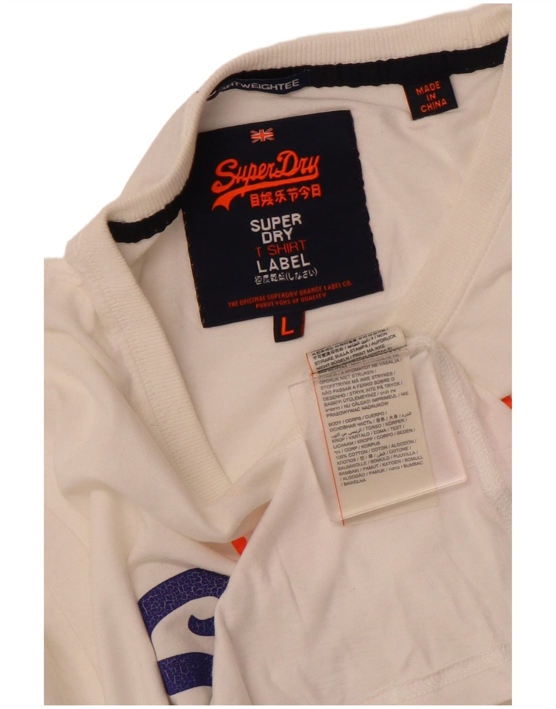 SUPERDRY Herre grafisk T-shirt Top Stor hvid bomuld