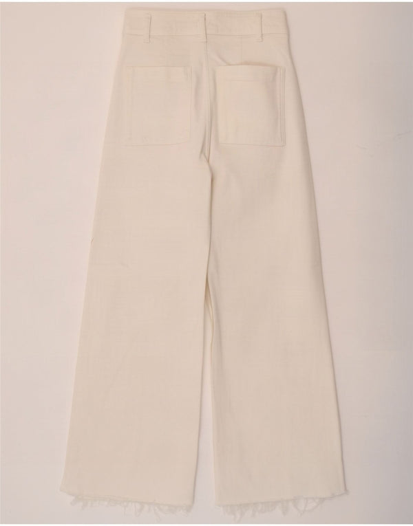 Zara Womens High Waist Wide Leg Jeans EU 36 XS W26 L28 White