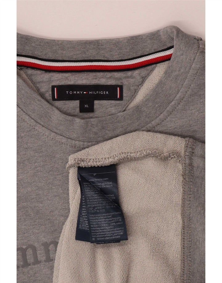 Tommy Hilfiger Herre Grafisk Sweatshirt Jumper XL Grå Bomuld