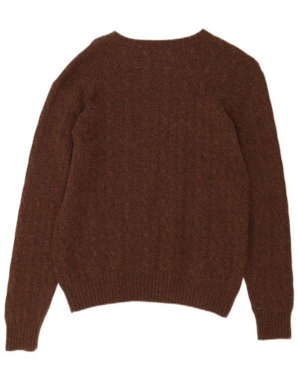 Polo Ralph Lauren Dame Crew Neck Jumper Sweater UK 14 Large Brown