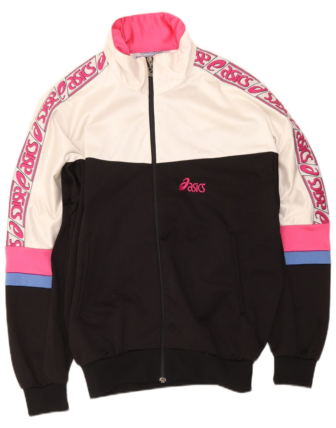 Asics Grafisk træningsdragt topjakke til kvinder UK 18 XL Sort Colourblock