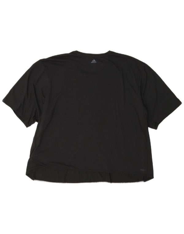 Adidas Dame Climalite Grafisk T-Shirt Top UK 24/26 2XL Sort Colourblock