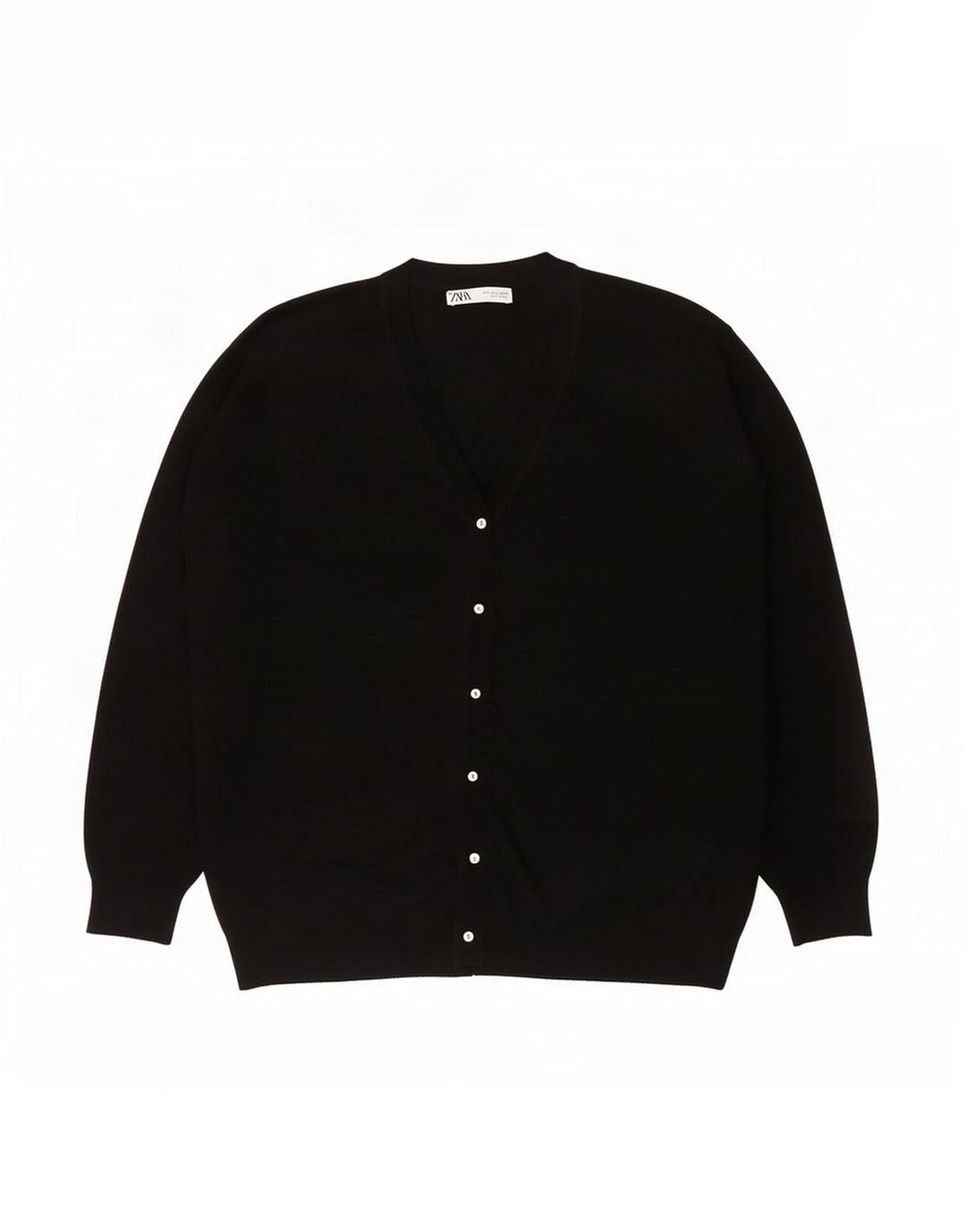 Zara Dame oversized cardigan sweater UK 16 Large Black Polyester