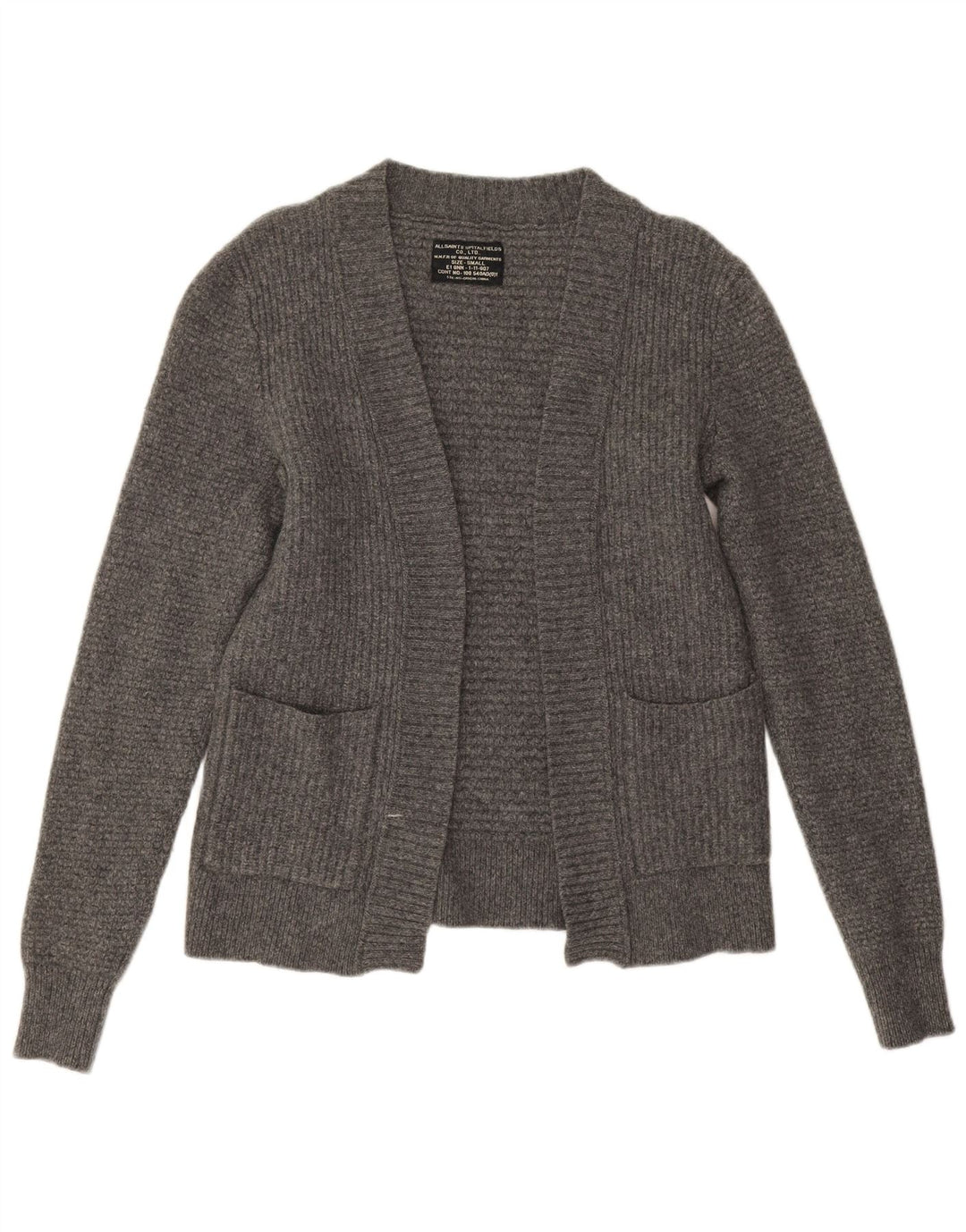 All Saints Womens Open Cardigan Sweater UK 10 Small Grey Lammeuld