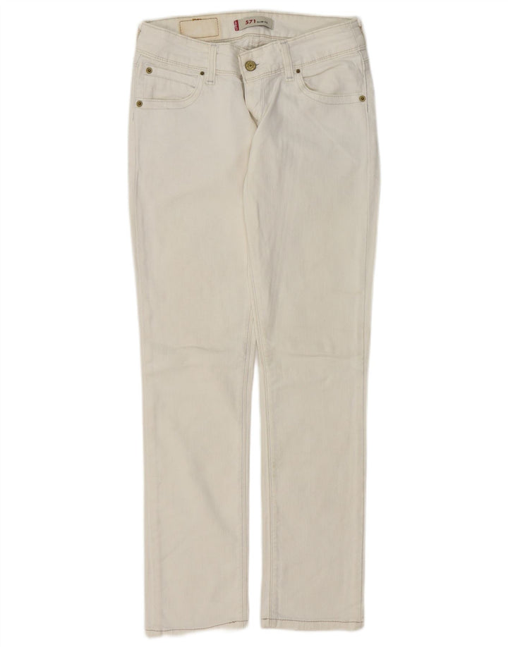 Levi's Dame 571 Slim Jeans W28 L30 Hvid Bomuld