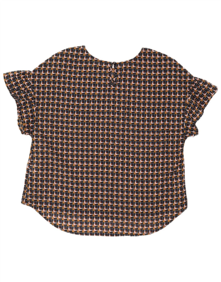 Benetton Damebluse Top UK 14 Medium Flerfarvet Geometrisk Bomuld