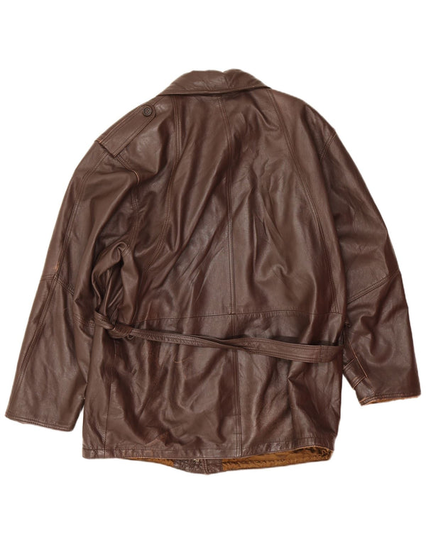Vintage Herre Military Læderjakke IT 52 XL Brun Læder