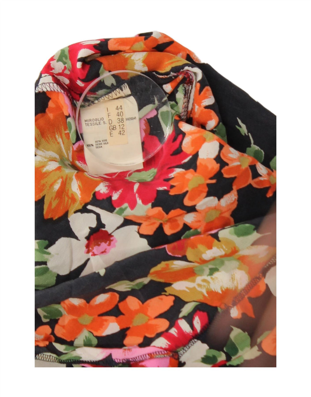 VINTAGE Womens Sheath Dress UK 12 Medium Black Floral Silk