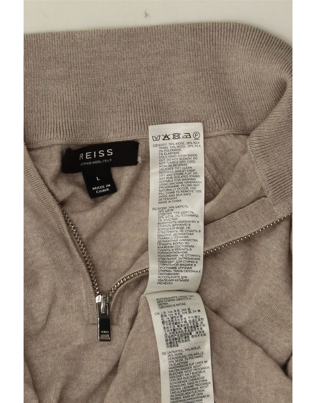 REISS trøje med lynlås til mænd, stor grå uld