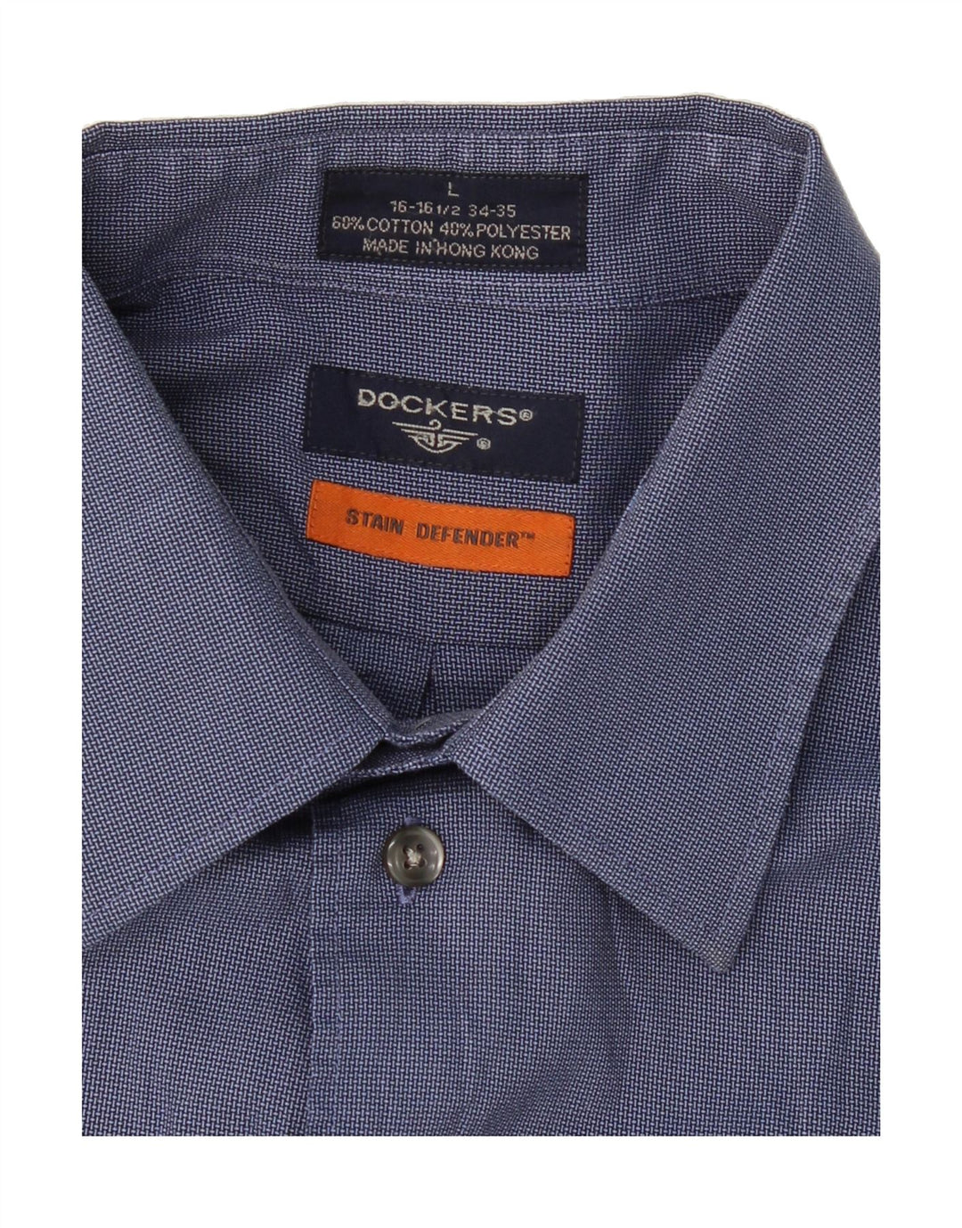 DOCKERS Mens Shirt Size 16 1/2 Large Navy Blue Cotton Vintage Dockers and Second-Hand Dockers from Messina Hembry 