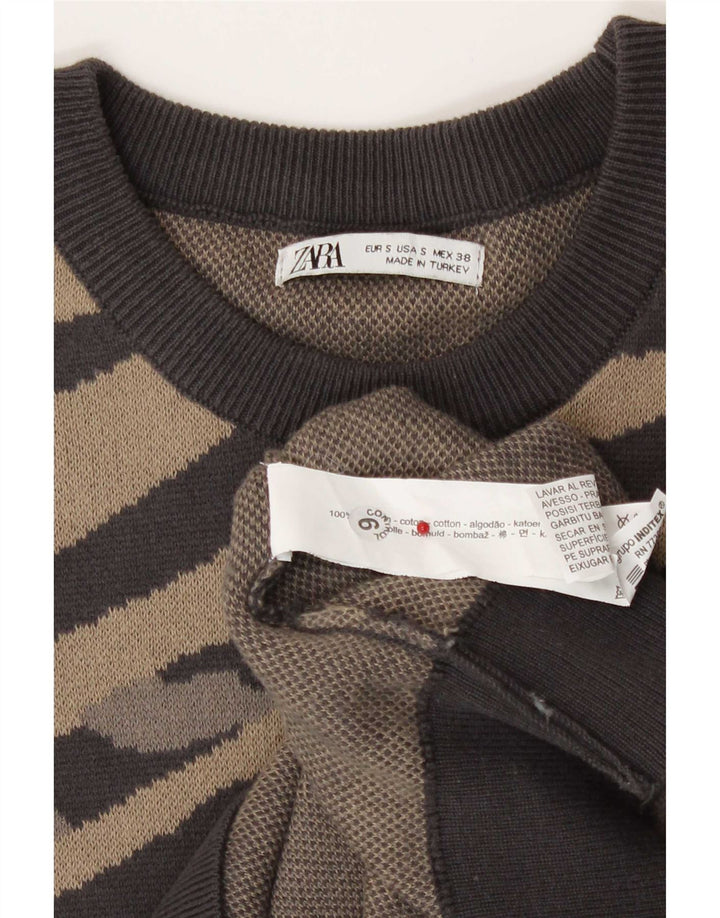Zara Sweatshirt til mænd, lille brun stribet bomuld