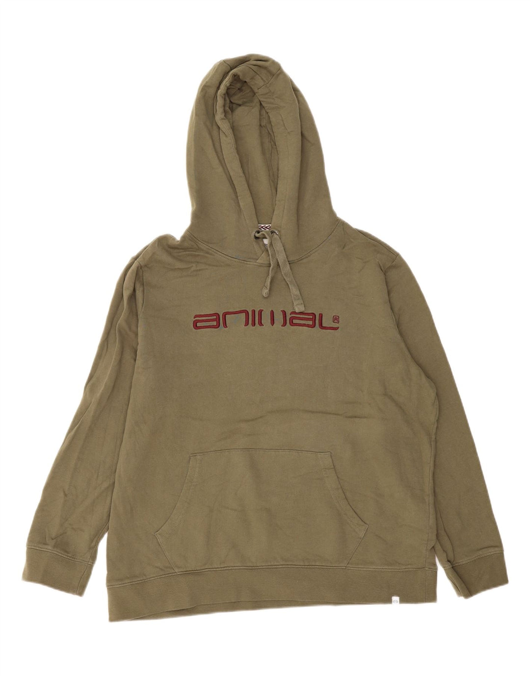 ANIMAL Womens Graphic Oversized Hoodie Jumper UK 16 Large Khaki Cotton