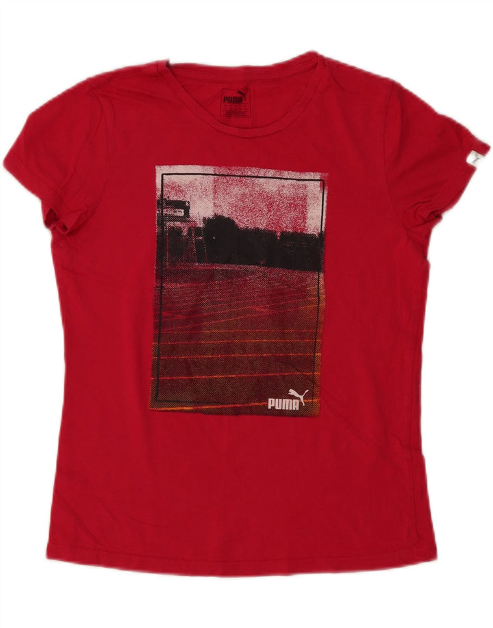 Puma Grafisk T-shirt top til kvinder DK 12 Medium Rød