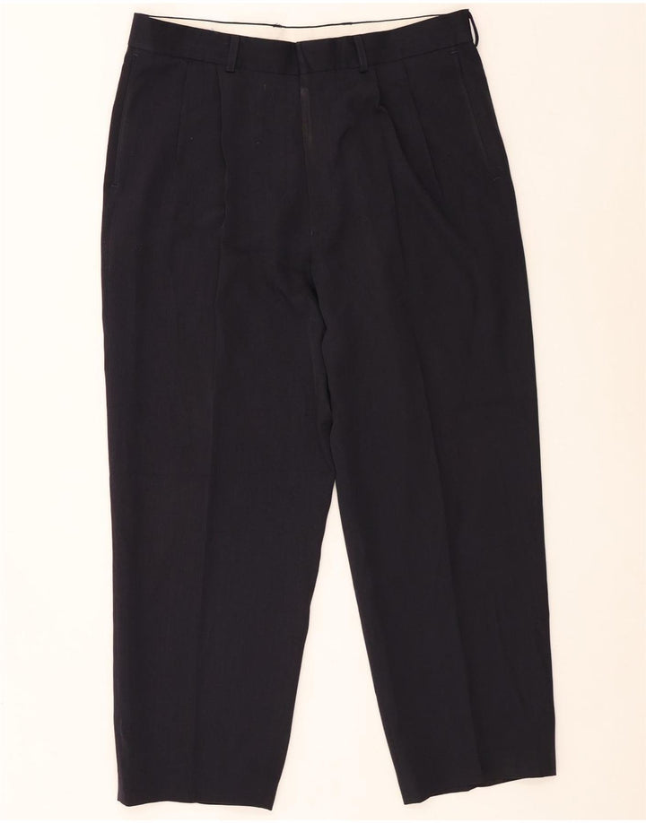 Marks & Spencer Herre Pegged Suit Bukser W34 L26 Marineblå Polyester