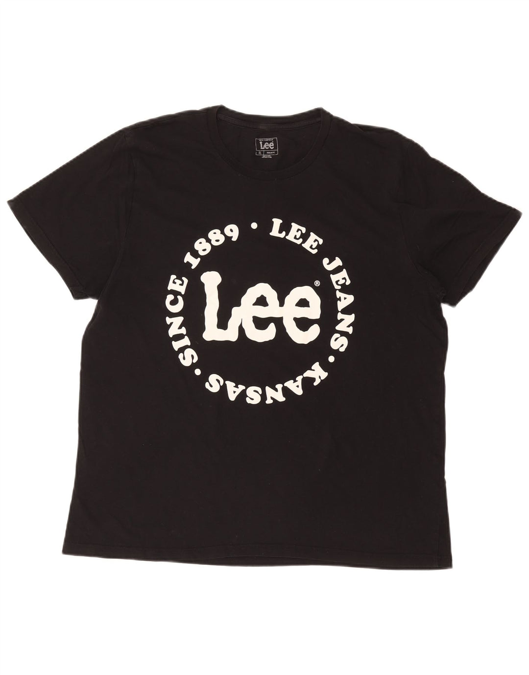 LEE Herre Regular Fit Grafisk T-Shirt Top XL Sort Bomuld