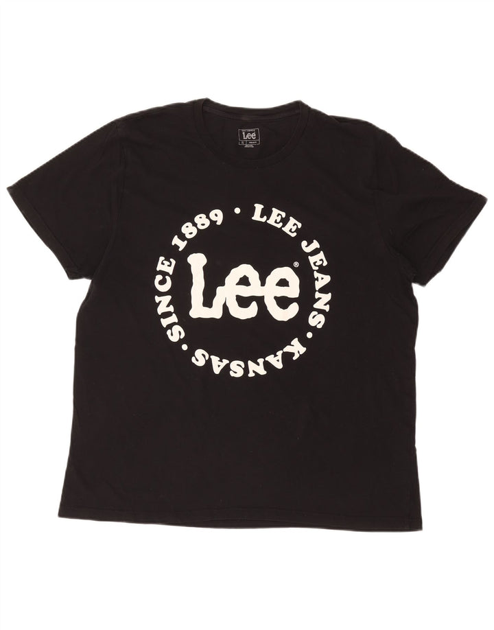 LEE Herre Regular Fit Grafisk T-Shirt Top XL Sort Bomuld