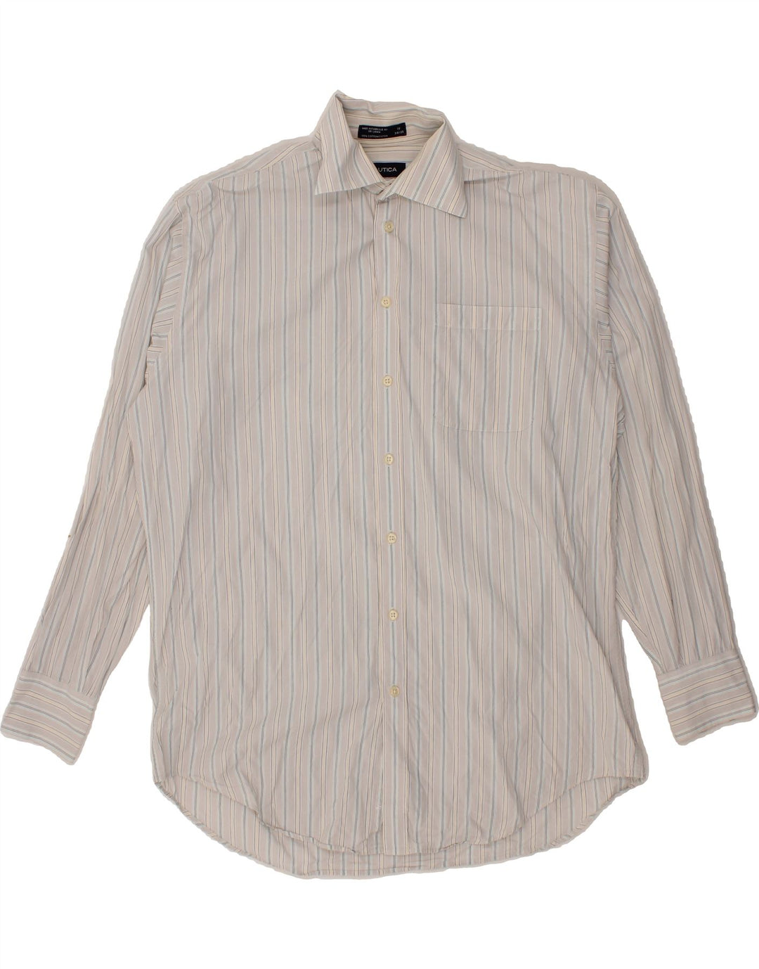 NAUTICA Mens Shirt Size 16 Large Grey Striped Cotton Vintage Nautica and Second-Hand Nautica from Messina Hembry 