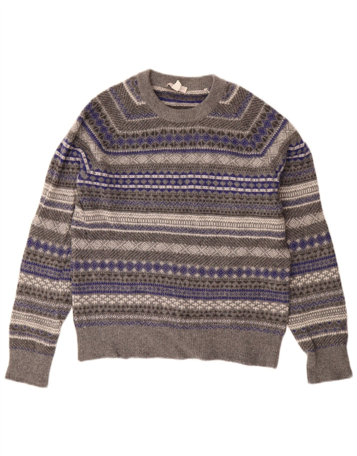 Gap Dame sweater med rund hals DK 14 Medium Grey Fair Isle Wool