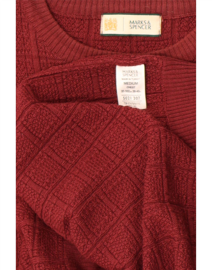 Marks & Spencer Herre sweater med rund hals, medium rød akryl