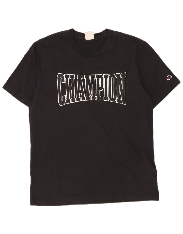 Champion Herre grafisk T-shirt Top Stor sort bomuld