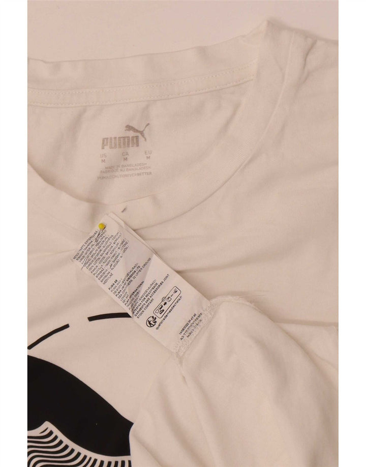 Puma Herre grafisk T-shirt Top Medium Hvid Bomuld