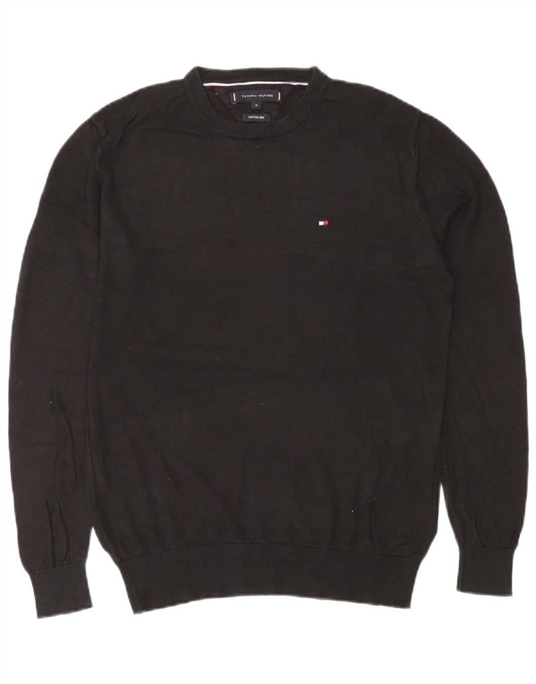 Tommy Hilfiger Herre Crew Neck Jumper Sweater Medium Sort Bomuld