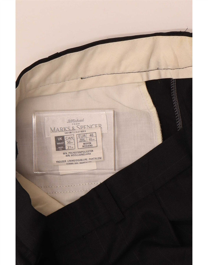 Marks & Spencer Herre Pegged Suit Bukser W36 L31 Marineblå Polyester