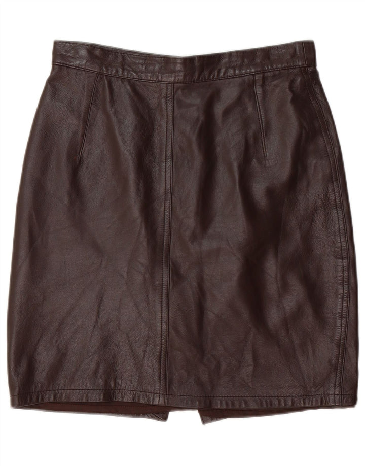 VINTAGE lædernederdel til kvinder IT 44 Medium W28 Brunt læder