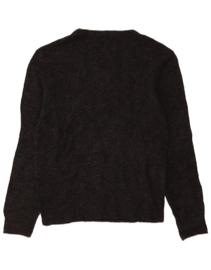 Marks & Spencer Dame Grafisk Boat Neck Jumper Sweater UK 10 Small Grey