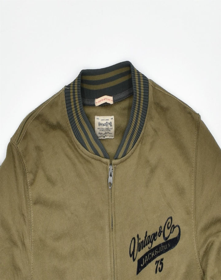 JACK & JONES Mens Tracksuit Top Jacket Small Khaki Polyester | Vintage | Thrift | Second-Hand | Used Clothing | Messina Hembry 