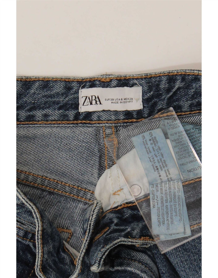 Zara Dame denim Shorts EU 38 Small W28 Marineblå Bomuld