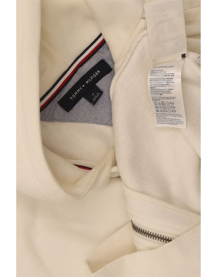 Tommy Hilfiger Herre grafisk hættetrøje med lynlås mellem hvid bomuld