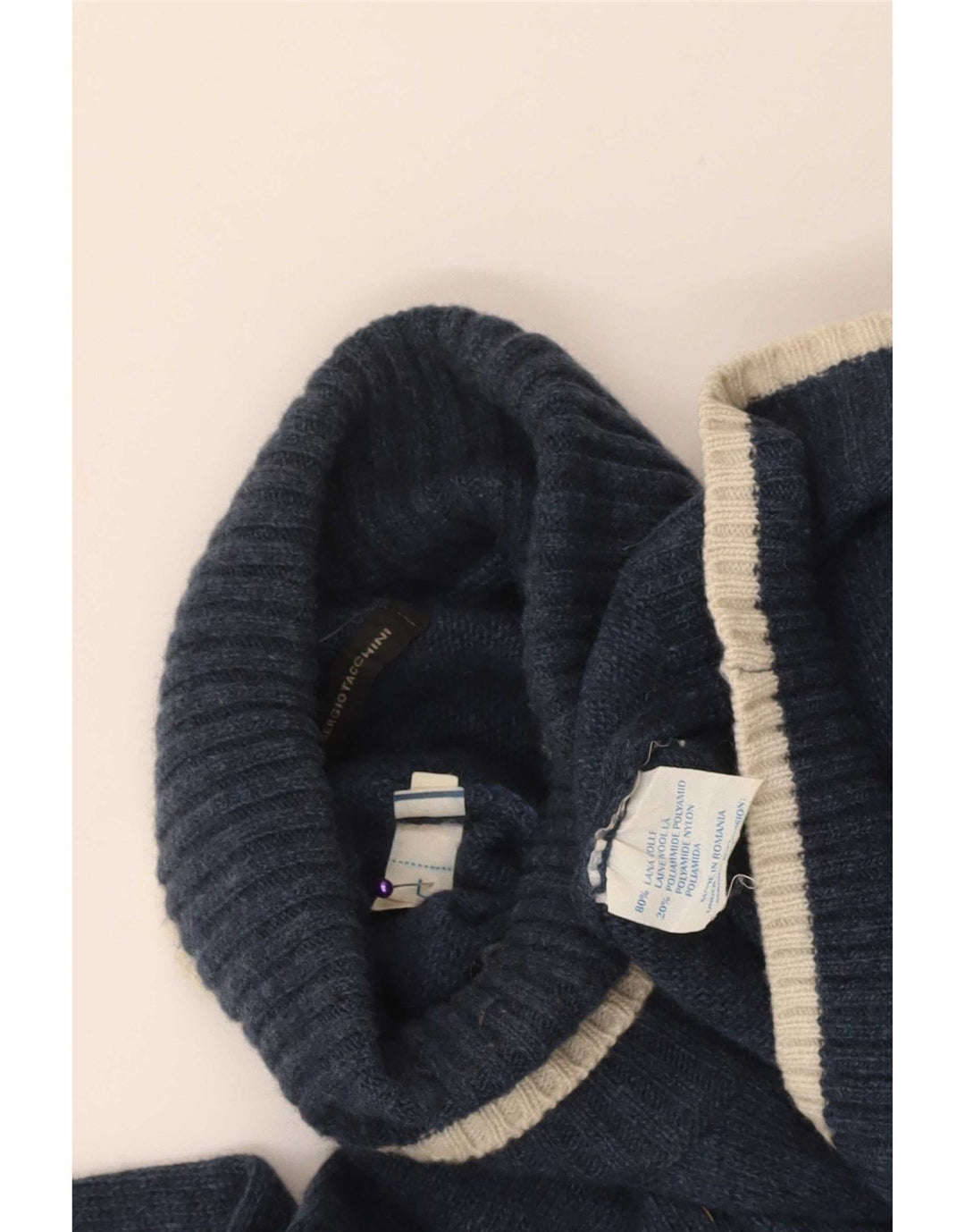 Sergio Tacchini Herre rullehals sweater Stor marineblå uld