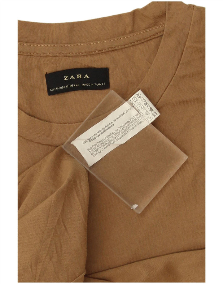 Zara Herre T-shirt Top Medium Beige Bomuld