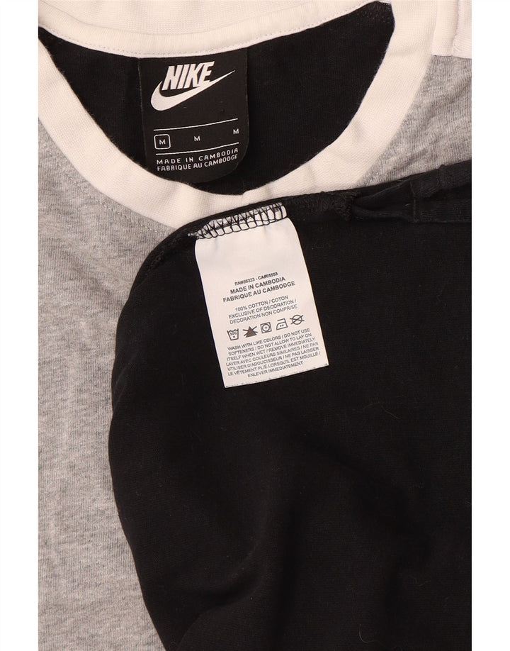 Nike Herre T-shirt Top Medium Sort Colourblock Bomuld