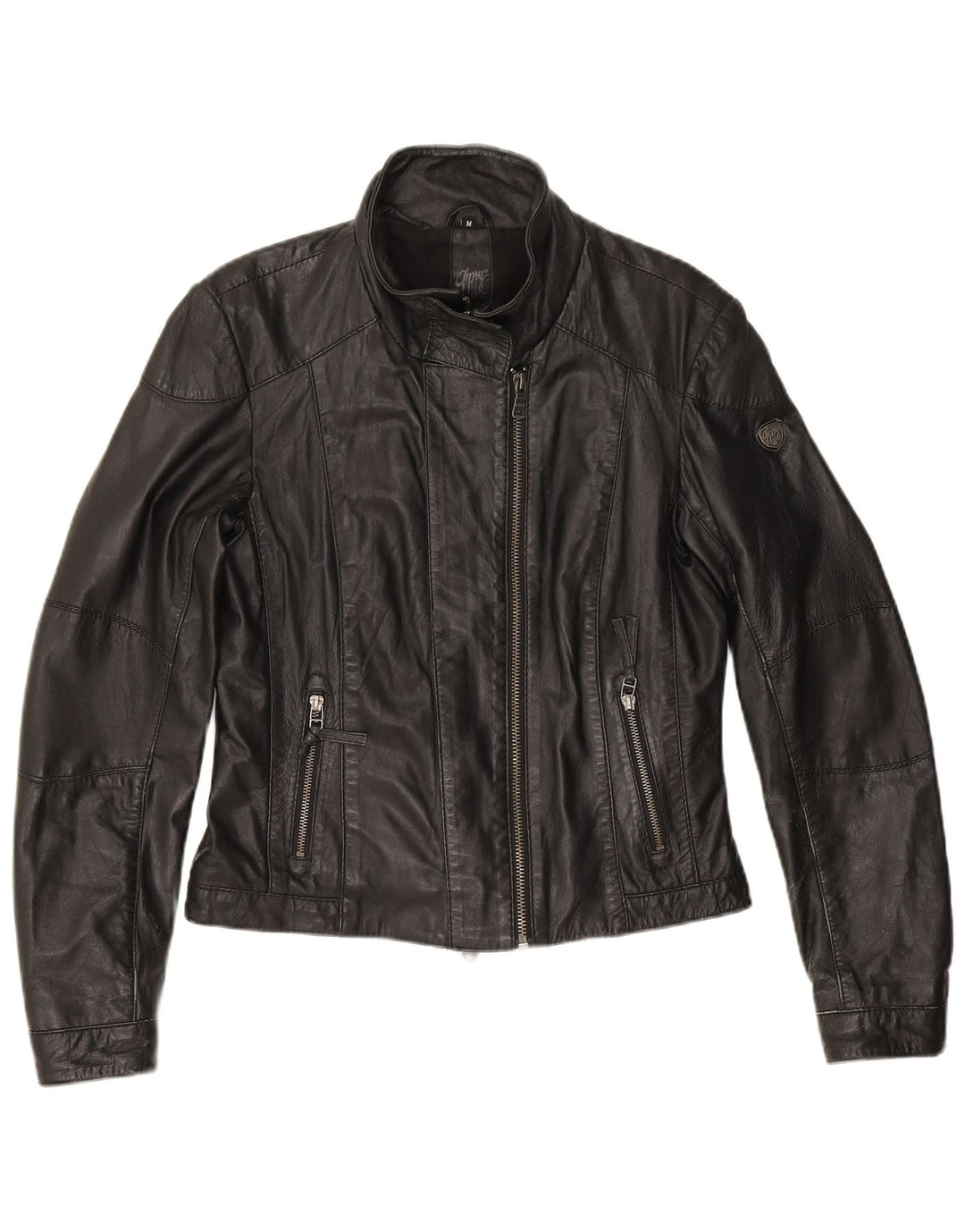 Gipsy Womens Leather Biker Jacket UK 14 Medium Black Leather