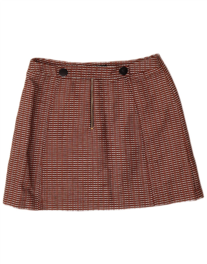 TOPSHOP Dame Mini-nederdel UK 12 Medium W28 Brun Gingham Bomuld
