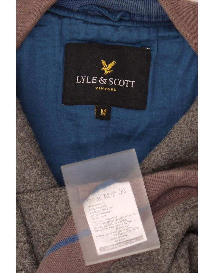 Lyle & Scott Herre Vintage Varsity Jacket UK 38 Medium Grey Colourblock Wool