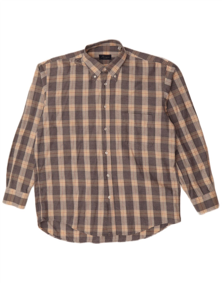 VINTAGE Mens Shirt Size 16 1/2 42 Large Grey Check Cotton